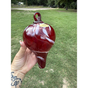 Original Mt. St. Helen's Ash Glass Teardrop Red Hanging Ornament Vintage